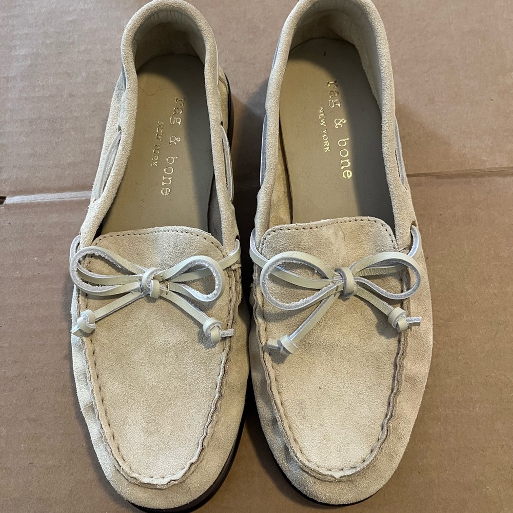 rag & bone  Suede Loafers in Light Taupe
